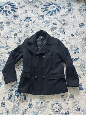 H&M Men's Black Double-Breasted Pea Coat